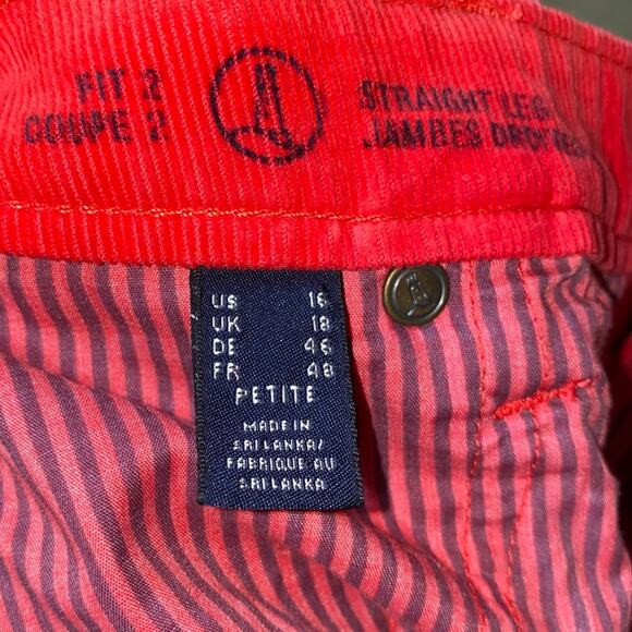 Lands End Straight Leg Fit 2 five pocket Corduroy Pants red size 16 petite - Picture 9 of 9